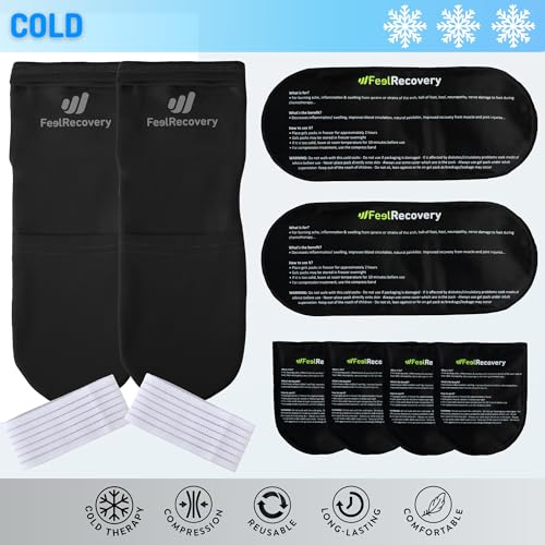 Ice Pack Socks for Feet Coolers - Reusable Hot&Cold Therapy Socks w/Compression Straps - Cold Gel Pack for Neuropathy, Foot Pain, Plantar Fasciitis & Sprains (Black, S/M) - size: S/M, style: Black