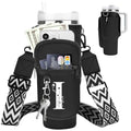 Initial Water Bottle Holder with Strap for Stanley Cup 40 oz Tumbler - color: Black, style: I