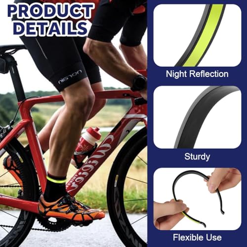 flintronic 4 Pieces Cycling Pants Clips, ABS Reflective Bicycle Pants Clips, Elastic Trouser Clips for Night Running, Biking and Motorcycle Riding