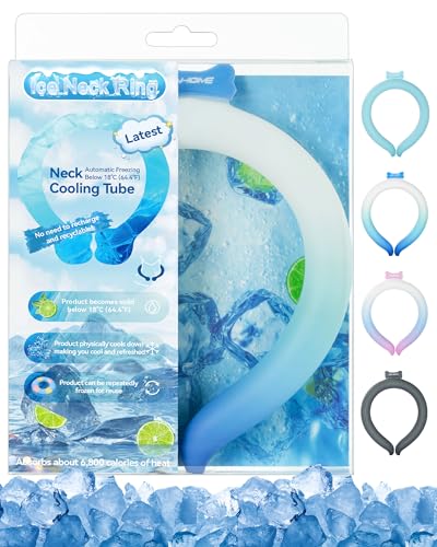 Neck Cooling Tube Wraps Ice Ring Neck Cooler Personal Ice Pack Wrap for Hot Weather Gel Reusable Wearable Gel Cooling for Summer Heat Hot Flashes Freezer Below 64.4℉ - color: Gradient Blue