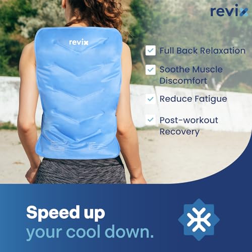 REVIX XXL Full Back Ice Pack Wrap, Large Gel Packs for Injuries Reusable - color: Blue
