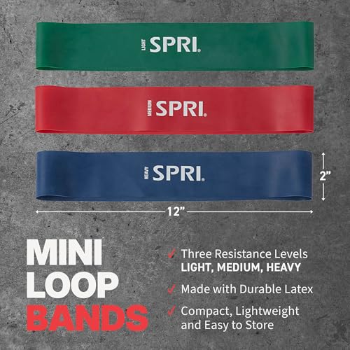 SPRI Mini Loop Bands Kit, Set of 3 - Light, Medium, Heavy Resistance Bands for Lower Body Workouts, Toning Muscles, and Exercise - size: (Pack of 3)