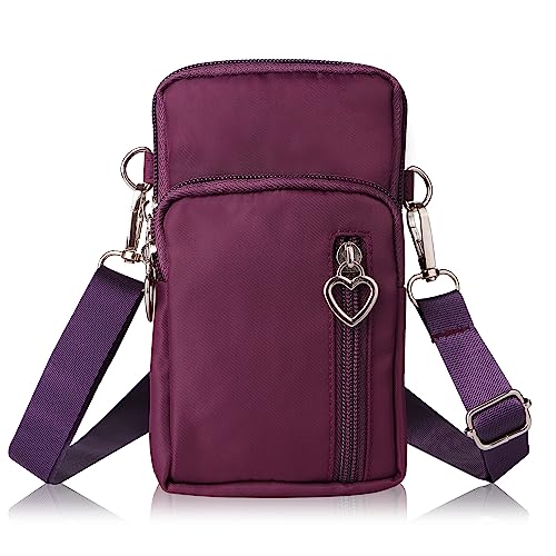 Women Cell Phone Purse Wristband Sport Armband Wallet Travel Crossbody Cell Phone Purse for Galaxy S10 Plus S9 Plus A50 A7 J7,OnePlus 6T,HTC U12 (Purple) - color: Purple