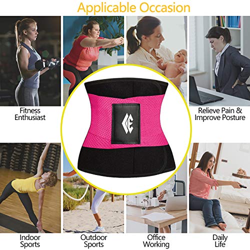 ChongErfei Waist Trainer Belt for Women & Man - Waist Trimmer Ab Belt - color: Fuchsia, size: XX-Large