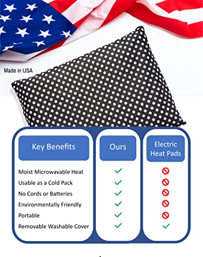 Microwavable Corn Filled Heating Pad and Cold Pack/Washable 100% Cotton Cover (Polka Dot - Black, 7.5in W x 11in L) - size: 7.5in W x 11in L, style: Polka Dot - Black