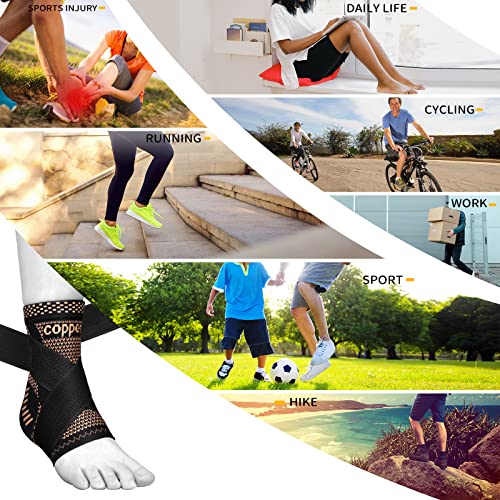 Copper Ankle Brace Adjustable Compression Support (1Pair, 2X-Large) - color: Copperblack, size: 2X-Large