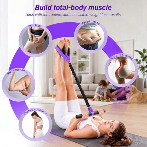 Resistance Bands with Handles,Pedal Resistance Band with Handle - color: 55lbs Purple