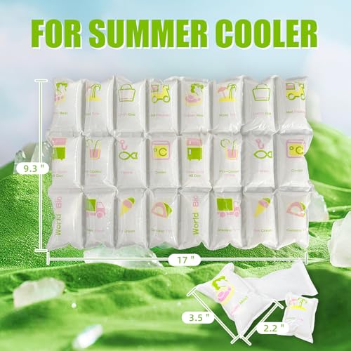 WORLD-BIO Dry Ice Packs for Shipping & Coolers, Shipping Ice Sheets for Coolers Reusable, Long Lasting Dry Ice for Shipping Food, Keep Food Drink Cold,17'' X 9.3'' 192 Cells - style: 8X3cell 8sheet - 192cells