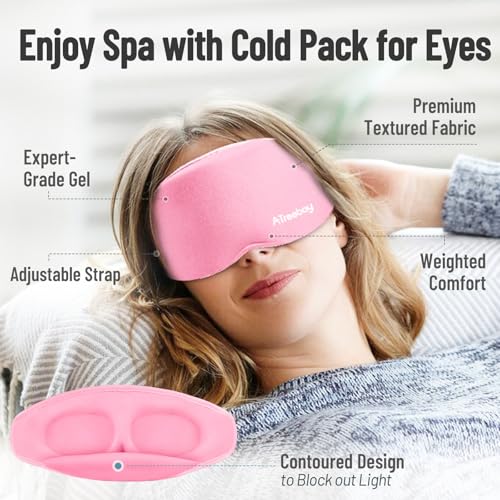 Cooling Eye Mask for Puffy Eyes, Ice Eye Pack After Surgery Relief - Reuable Cold Compress for Dry Eye - Comfortable Perfect Fit Gel Sleep Mask, Pink of 3D - color: Pink of 3d