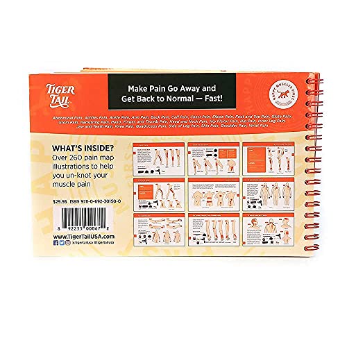 Tiger Tail Bundle: 18in Portable Massage Stick Portable Roller + The Big One Foam Roller + The Stretchy Tiger 80" Stretch/Yoga Strap + Happy Muscles Book