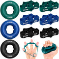 FitBeast Grip Strength Trainer, Finger Exerciser, Forearm Strengthener 9-Piece Kit, Hand Grip Strengthener Targeted Strength, Relief & Recovery - color: Deep Blue