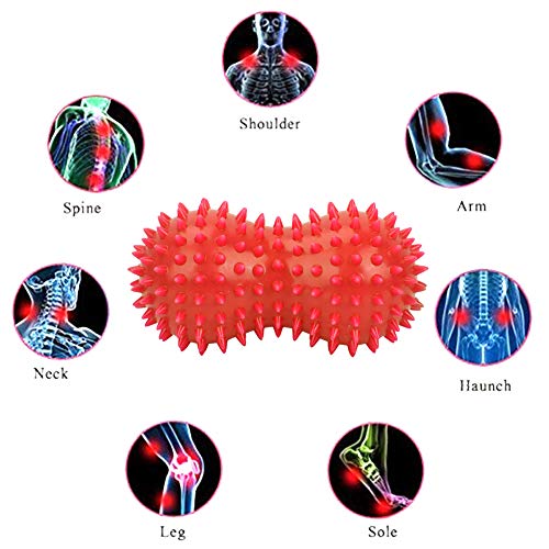 Peanut Massage Ball, PVC Spiky Massage Ball, Foot Roller Massager for Plantar Fasciitis, Fitness Muscle Massaging, Exercise Relax
