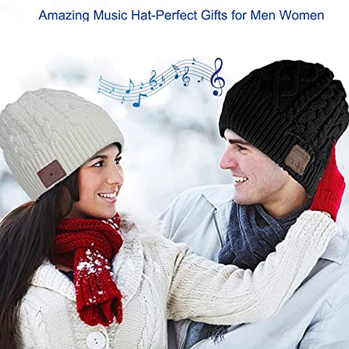 Wireless Winter Music Beanie Hat Men Women Headphone Music Hat Winter Cap Stereo Headset Speaker Microphone Earphone Outdoor White - color: White, size: One Size