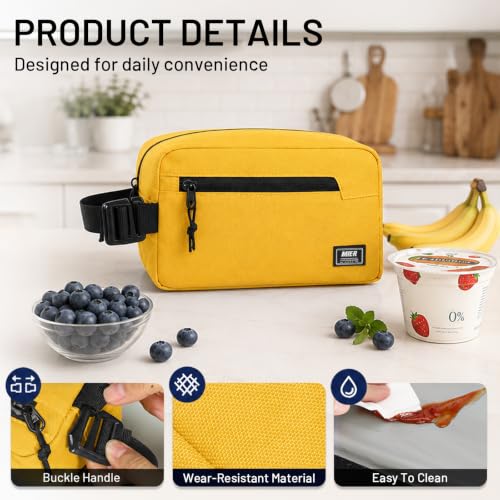 MIER Small Freezable Snack Bags Frozen Mini Cooler with 2 Gel Packs,Yellow - color: Yellow