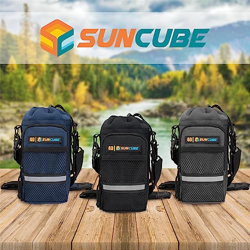 SUN CUBE Insulated Water Bottle Carrier Bag with Strap, Crossbody Sling - color: Gray, size: 40 oz
