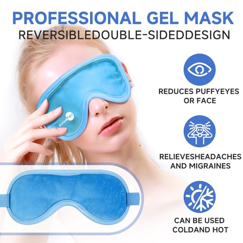 AiricePac Cold Eye Mask Cooling Eye Mask for Dry Eyes, Gel Eye Mask Eye Ice Pack Reusable Cold Eye Compress for Dark Circles, Migraines, Eye Surgery, Skin Care