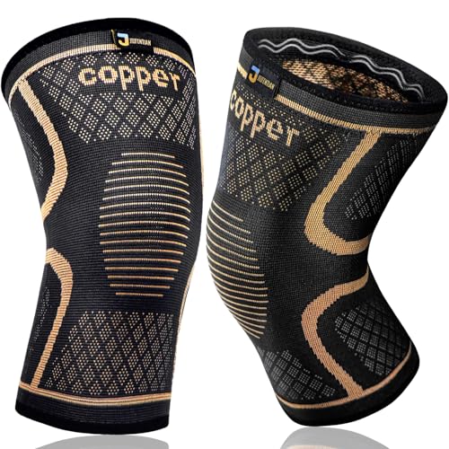 Copper Knee Brace for Men & Women (2 Pack, Medium) Compression Support - size: Medium