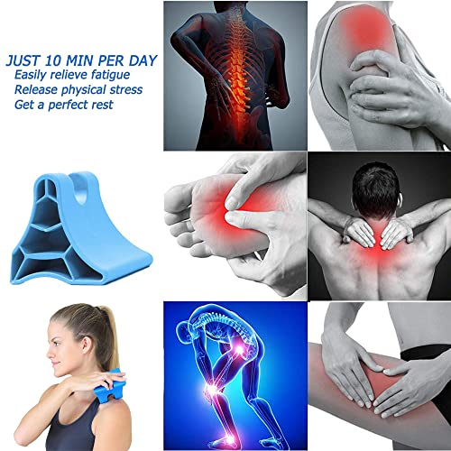 Occipital Release Tool, Portable Suboccipital Release Device Myofascial Relaxation Tool, Handheld Trigger Point Massager for Neck, Shoulder & Back Pain Relief, Tension Headache Relief Device (Blue) - color: Blue