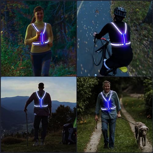 Night - time Outdoor Gear, Including an LED Reflective Vest and a Set of LED Reflective Wristbands (2pack), with Universal USB Charging, Suitable for Walking, Running and Cycling.
