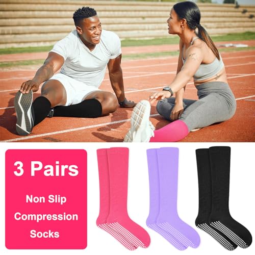 3 Pair Non Slip Compression Socks Women Men - color: Bright Color, style: Minimalist