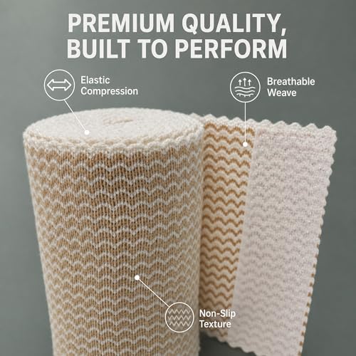 3" Elastic Bandage Wrap with Self-Closure, 2-Pack – 15 ft Stretched – Latex-Free, Reusable, Washable – Compression Support for Sprains, Injuries, Swelling, Sports Recovery - size: 3"