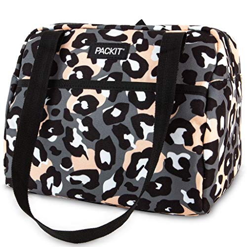 PackIt Freezable Hampton Lunch Bag, Wild Leopard Gray - color: Wild Leopard Gray