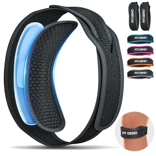 Fit Geno Knee Strap Patella Tendon Support: Patellar Stabilizing & Pain Relief for Man and Women - Knee brace for Runner's & Jumper's, Tendonitis, Running, Volleyball, Basketball (2-Pack) - color: Black
