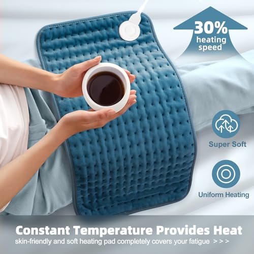 VALGELUIK Heating Pad for Back Pain Relief, 12"x24" Electric Heat Pad Gifts - color: Legion Blue, size: 12 Inch x 24 Inch