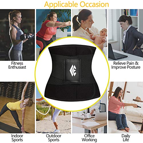 ChongErfei Waist Trainer Belt for Women & Man - Waist Trimmer Ab Belt - color: Black, size: Small