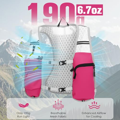 Zacro Running Hydration Vest Backpack, Running Vest with 2L Water Bladder for Men Women, Lightweight Water Backpack for Running, Hiking, Climbing, Camping, Cycling - color: Rose Pink