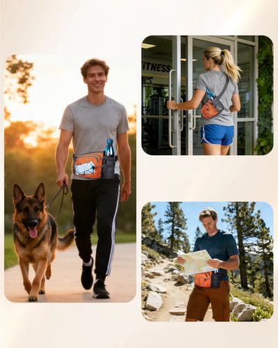 sportsnew Waist Pack with Water Bottle Holder, Fanny Pack for Men Women - color: Orange