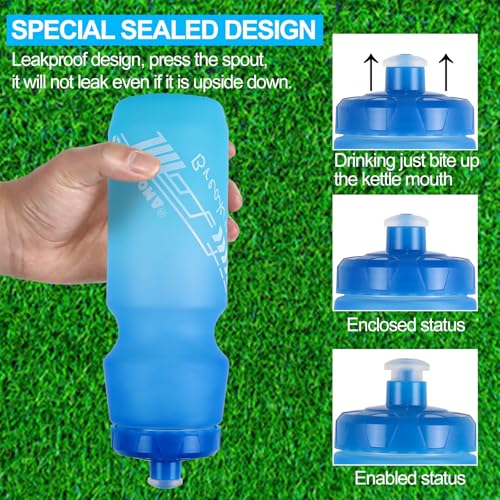 Mtb Bike Water Bottle 750ml Leakproof Squeeze, Dishwasher Safe - color: Black/White+Blue/Green, size: 2‑Pack