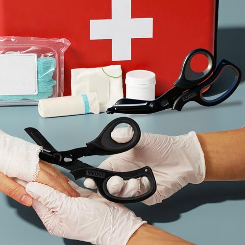 MEUUT Medical Scissors 2-Pack Trauma Shears for Nurses All Purpose Scissors - color: Black+black
