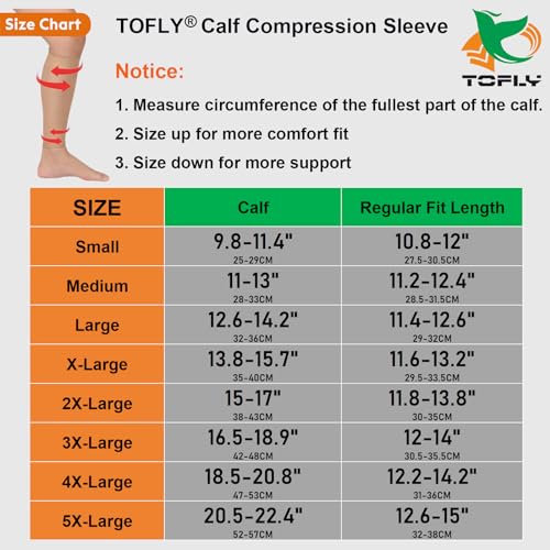 TOFLY Calf Compression Sleeve 20-30mmHg 1 Pair Footless For Men & Women - color: Beige, size: Large (1 Pair)