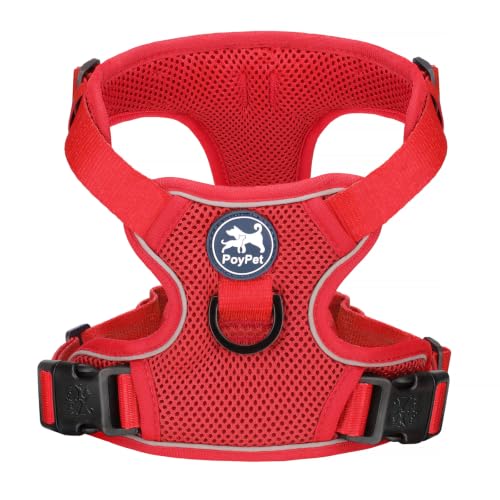 PoyPet Mesh Dog Harness, Reflective Breathable Puppy Vest for Small Dogs - color: Red, size: S