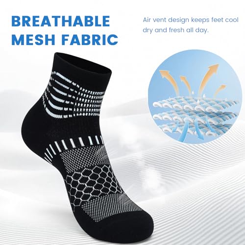 IRAMY Ankle Compression Socks Women Men Plantar Fasciitis Relief 3/5 Pairs - color: Black(3 Pairs), size: Medium
