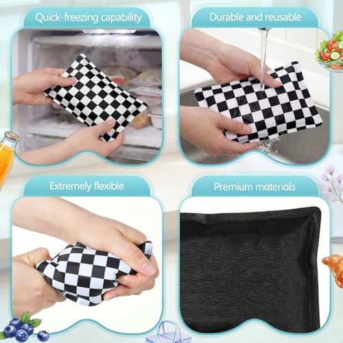 VIHOSE 2 Pcs Ice Packs for Lunch Box Bag - color: Black,White, style: Checkerboard