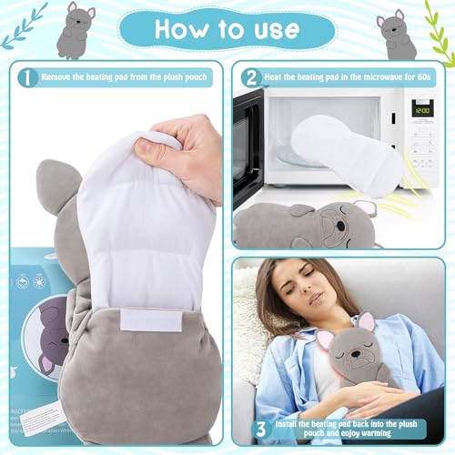 French Bulldog Microwave Heating Pad for Period Cramps & Pain Relief - style: French Bulldog