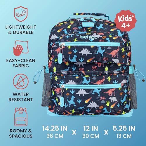 Bentgo Kids Print Durable & Water-Resistant Backpack - color: Dinosaur, size: Kids Medium