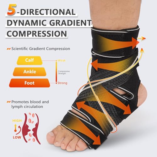 Plus Size Foot Compression Wrap with Elastic Straps for Swollen Feet & Ankles, Ankle Brace for Sprains, Lymphedema, Edema, Diabetic Care & Circulation Relief for Women and Men (XL/2XL/3XL, 2 Pcs) - size: XL/2XL/3XL, style: 2 Pcs