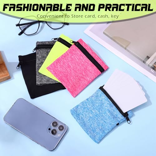 Honoson 5 Pcs Wrist Wallet Women Men Wristband Zipper - color: Bright Color
