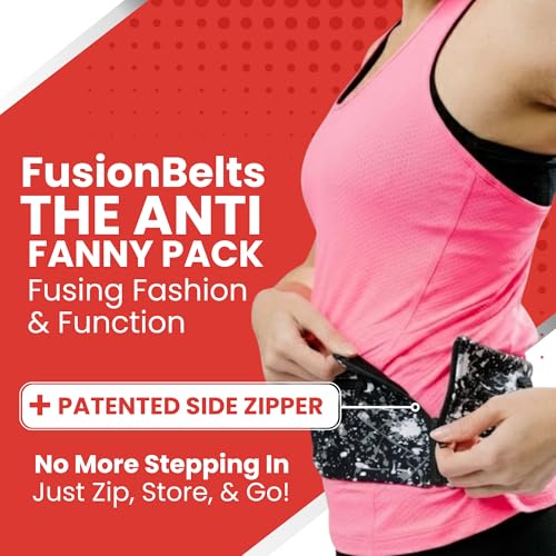 Fusion Belts Running Belt for Women & Men - Patented Side Zipper On Design - color: Paint Splatter, size: Small