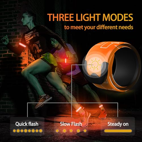 2 Pack LED Armband - Rechargeable Running Lights with Reflective Gear, High Visibility LED Wristband Lights - color: orange