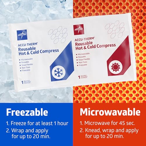 Medline Accu-Therm Reusable Hot/Cold Gel Packs, 5” x 10”, Soft & Flexible, for Injuries, Fast Relief, Recovery & Muscle Soreness - Single
