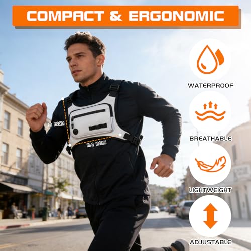 KINGSLONG Running Vest, Chest Bag for Men, Chest Pack, Hiking (F-White) - color: F-White