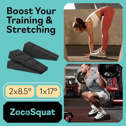Squat Wedge Block Set of 3/5 - 960 LBS Capacity - Slant Board for Calf Stretching with 5 Stackable Angles - Calf Stretcher Slant Board - Workout Equipment - EPP Material for Exercise Equipment & Physical Therapy - color: Black&Red