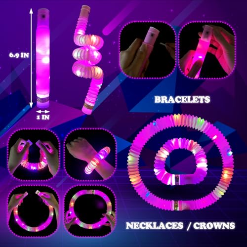 12-24 PCS Pink Glow Sticks Halloween Party Favors Toys for Kids Adults - style: Pink