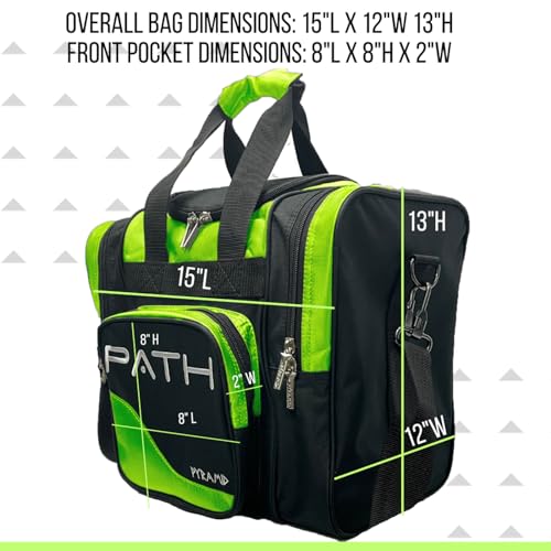 Pyramid Path Pro Deluxe Single Bowling Ball Tote - Holds One Ball, One Pair Shoes Up to Mens 15 - color: Lime Green