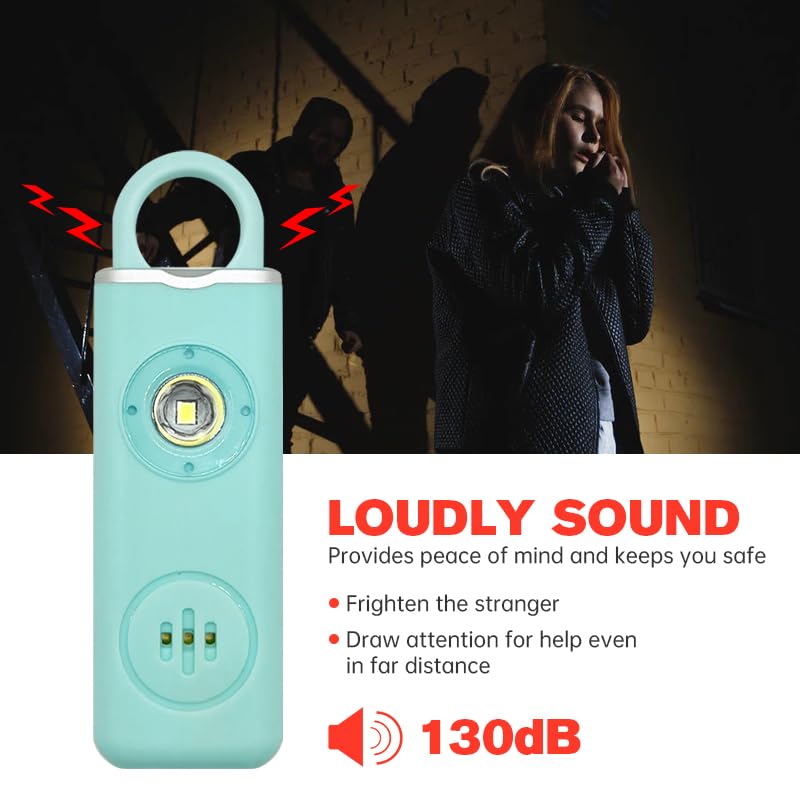 Rechargeable Personal Safety Alarm -130dB Keychain with SOS Flashing Light, Lightweight28g,500+ Days Standby, Loud Alert for Girls, Children, Elderly (Blue)