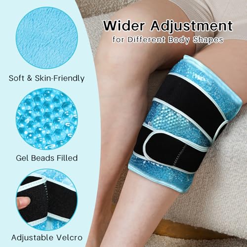 Ice Pack for Knee Pain Relief Reusable Gel Ice Wrap for Leg Injuries Swelling Knee Replacement Post-Surgery Recovery Adjustable Cold Therapy Wrap for Arthritis Meniscus Tear and ACL (Blue) - color: Blue